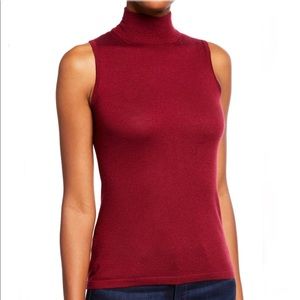 100% Cashmere Sleveless Turtleneck Sweater Red